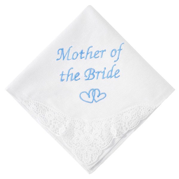 HOULIFE Wedding Handkerchief Mother of the Bride Gifts, White Cotton