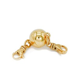My Home Crystal - Ball Magnetic Clasp, Chain Extension 925 Silver, 24 Carat Gold-Plated with Strong Magnet and Shrink-Wrapped Eyelet