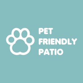 Imagnt Studio - Pet Friendly Patio Sign - Vinyl Decal Made for Home, Business, Indoor and Outdoor use. Size 10 inches, White Color
