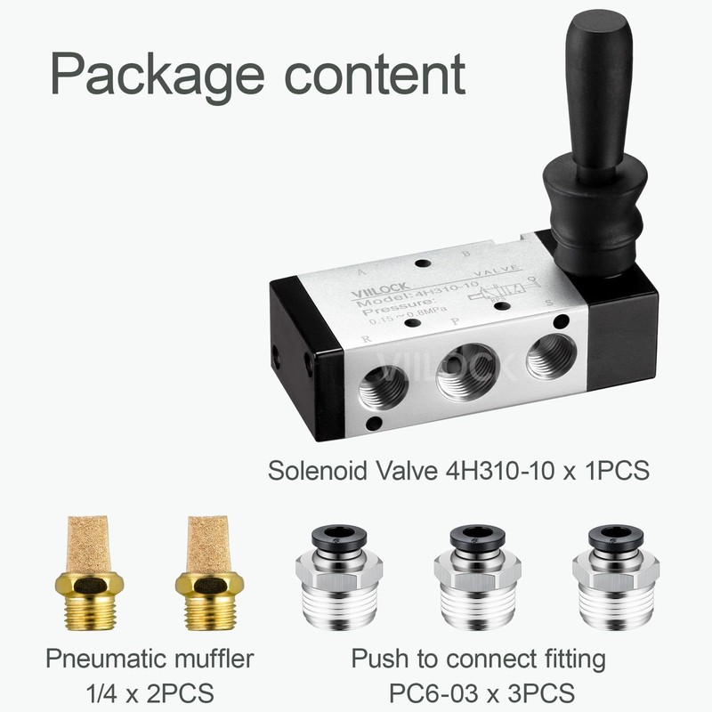 VIILOCK Pneumatic Air Hand Lever Valve, 5 Way 2 Position