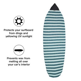 XUXIAKE Surfboard Sock Cover - Knit Protective Board Bag (Shortboard, Longboard, and Hybrid) Size 6'6, Teal