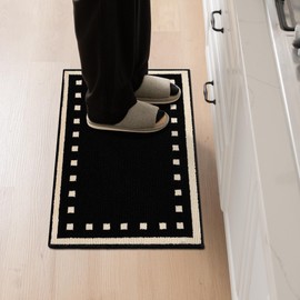 GRANNY SAYS Kitchen Rugs and Mats Non Skid Washable Absorbent Resist Dirt Kitchen Mats for Floor, Comfort Standing Mat Front of Sink Rugs Durable Polypropylene 20'' x 32'', Black