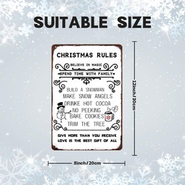 Christmas House Rules Metal Tin Sign Christmas Decor Hot Cocoa Snowman Family Wall Sign Home Bar Pub House Decoration Vintage Tin Sign 8x12 inch