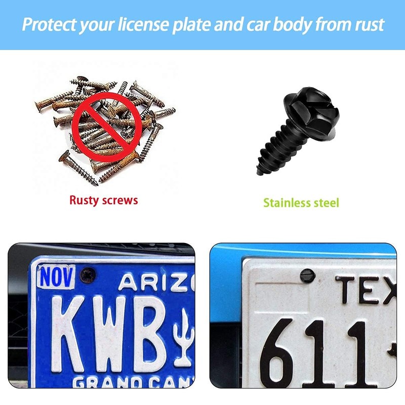Universal License Plate Screws for Fastening License Plates, Nylon Screw