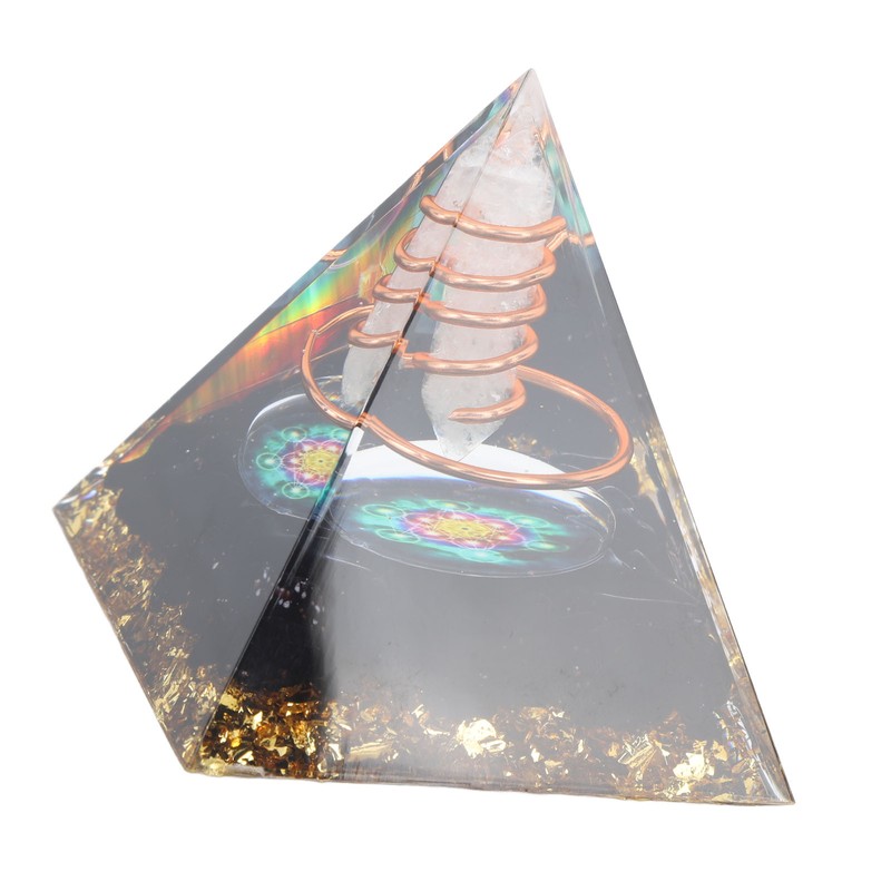 Healing Crystal Pillar Pyramid 6CM Epoxy Positive Energy Generator Meditation