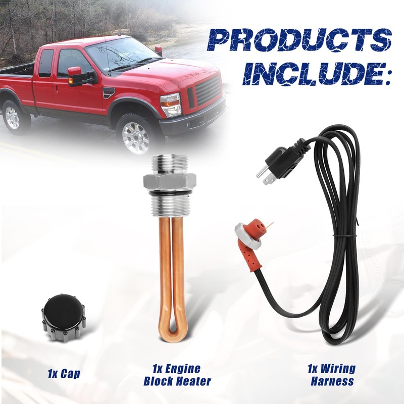 Engine Block Heater Assembly Compatible with Ford F250 F350 F450