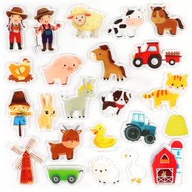 Tevxj Farm Animals Window Cling Window Thick Gel Clings Decals Stickers for Kids Toddlers and Adults Home Airplane Classroom Nursery Farm Party Supplies Decorations Removable and Reusable 23 PCS