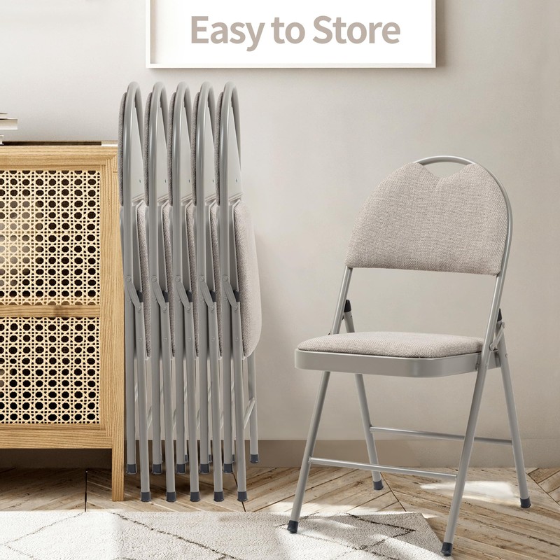 HOMEFUN Folding Chairs with Cushion Padded Folding Chairs 6 Pack