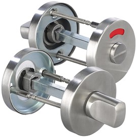 AGT Door Fitting: Stainless Steel Rosette Set for Bathroom & Toilet, Rotary Knob, Round, Set of 2 (Door Fitting Rosettes Set, Door Fittings Toilet, Door Lock)