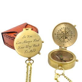 Compass So you can Engraved With Leather Case Gift for Birthday - anniversary - to my son - mom - dad - daughter - Husband - Wife - Boyfriend - Girlfriend - Easter Gift