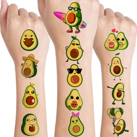 12 Sheets Avocado Temporary Tattoos for Kids, Avocado Birthday Party Supplies Decorations Cute Fruit Face Fake Tattoos Party Favors for Boys Girls Children Goodie Bag Fillers Party Gifts Games Reward