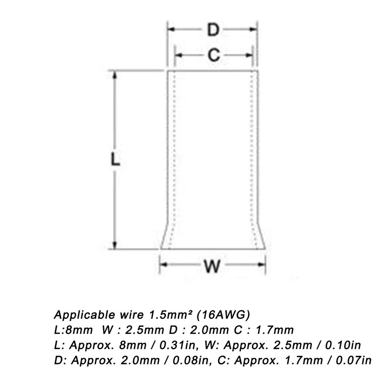 1000Pcs Wire Ferrule Copper Crimp Connector Tinned Wires Ferrules Kit