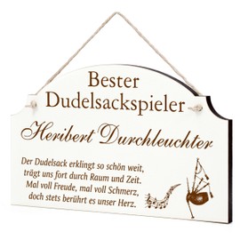 Dekolando Sign "Bester Bagpiper Player" Best Bagpipe Player Gift Bagpipe - Funny Gifts in 3 Sizes for Birthday Christmas Easter Santa Claus - for Men Women Colleagues