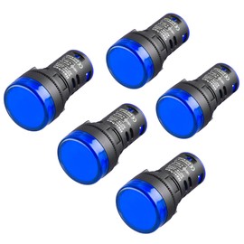Heschen 5pcs 22mm LED Indicator Light AD16-22D/S 12V DC 20mA Blue Light Color