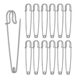 12 Pcs Large Safety Pins,Extra Sturdy Bulk Pins,Strong Blanket Pins,Stainless Steel Wire Safety Pin,Heavy Duty Blanket Pins,Safety Pins Heavy Duty for Clothes Blankets Crafts Skirts Kilts Brooch