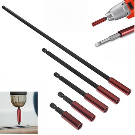 5-Piece Set Long Magnetic Extra Strong Bit Holder with 1/4 Inch Hex Shank, Bit Drill Extension Magnetic, Holder Magnetic Impact Wrench Bit Adapter, Bit Holder Cordless Screwdriver