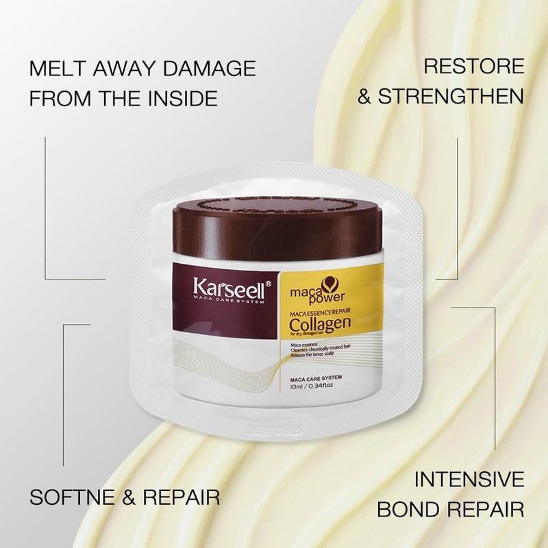 Karseell Mascarilla Capilar con Colágeno, 24 Sobres de 10 ml
