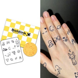 Boldink Temporary Tattoos, semi permanent tattoos, 15-day long lasting tattoo sticker, waterproof and anti-reflective, unique design（Finger Tattoo 20）