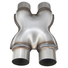 YITAMOTOR 201 Stainless Steel X Pipe 2.5'' Dual to 2.5'' Dual Exhaust Adapter Connector, 2 1/2 Inch Crossover X Pipe, 2.5" Inside Diameter, 12" Overall Length, Universal, Weld-On