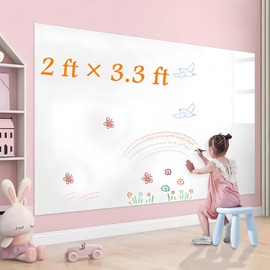 48" x 100" Dry Erase Whiteboard Wall Decal, Stick and Peel, Self-Adhesive Vinyl Roll, Bonus Marker (48×100 Inches)