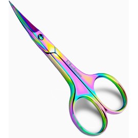 Tijeras profesionales de aseo – Tijeras de cejas – Tijeras pequeñas curvadas de acero inoxidable para manicura y belleza para mujeres (multi)