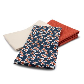 VmG-Store Waffle Pique + Cotton Fabric Set, Colour-Coordinated Waffle Fabric, 100% Cotton Fabric, Tex Standard 100 (Cherry Blossom Set78)