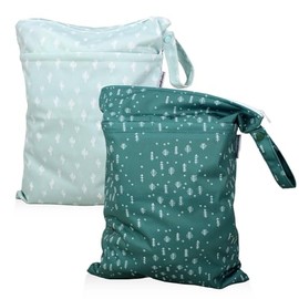 Mama Koala - Bolsas impermeables para artículos de bebé, pañales de tela, trajes de baño, viajes, ropa de gimnasio, playa, piezas de bomba, artículos de aseo, dos bolsillos con cierre, paquete de 2