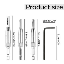 Tabanzhe Hinge Drill Bit Set-3PCS Self Centering Hex Shank Hinge Drill Bits High Speed Steel Hole Drilling Tool 5/64", 7/64", 9/64" Hinge Pilot Hole Drill Bit for Door Cabinet Woodworking