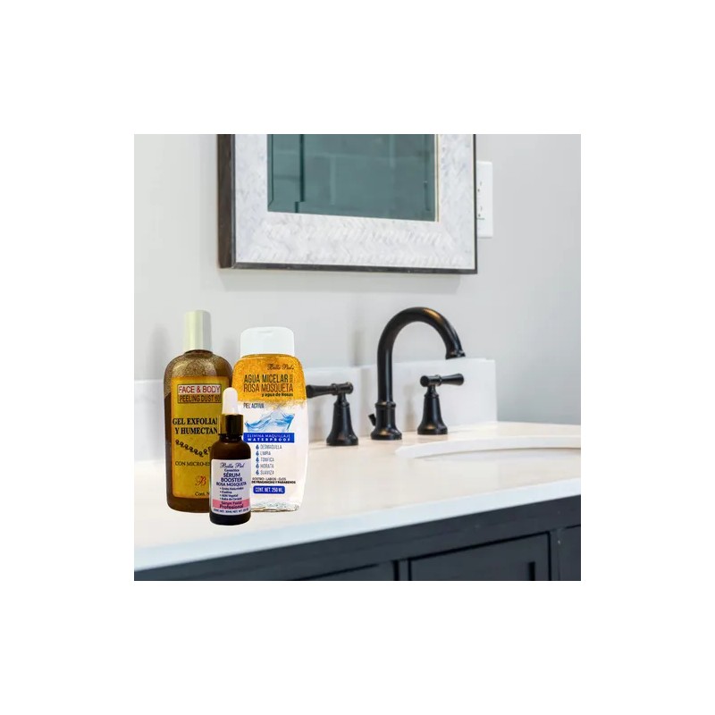 Kit Skincare Agua Micelar Gel Exfoliante Sérum Booster