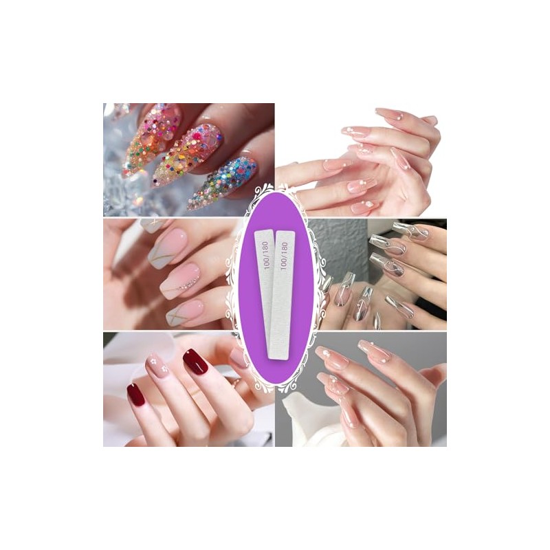 Lima de uñas (paquete de 36), profesional, reutilizable, grano 100/180,