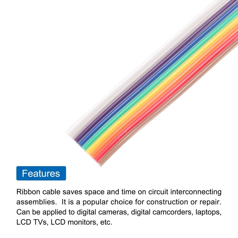 MECCANIXITY 1 Pcs 9 Pin Flat Rainbow Ribbon Cable 20