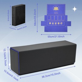 Hipoocok 2 in 1 Card Deck Box for Trading Cards, Unfolded MTG Commander Card Can be Used as a Playmat, Leather Magnetic Card Storage Box Holds 800+ Single Sleeved Cards, Fits for TCG CCG Magic Cards