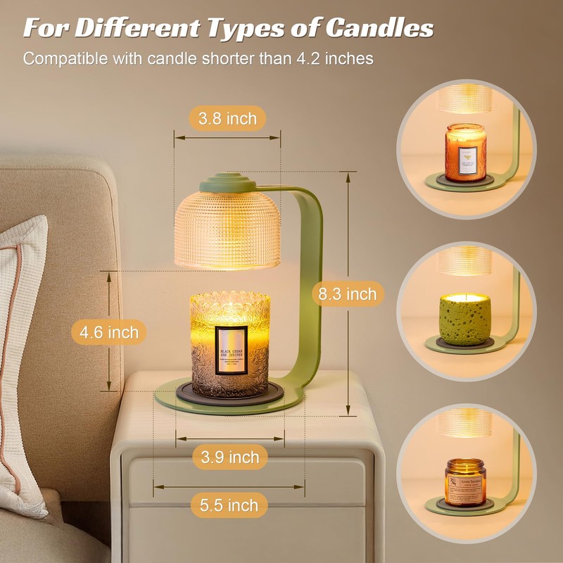 Shang Chiang Candle Warmer Lamp with Clear Glass Globe and