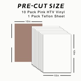 White HTV Heat Transfer Vinyl Bundle: 10 Pack 12" x 10" Sheets - White Iron on Vinyl for T-Shirt, Heat Transfer Vinyl for Cricut, Silhouette Cameo or Heat Press Machine