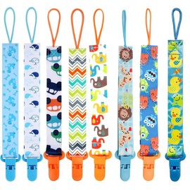 Pack of 8 Dummy Chains, Polyester Dummy Chains, Baby Dummy Chains, Clips, Girls and Boys Dummy Chains, Woven Dummy Chains