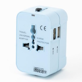 iHouse All International Conversion Plug, Outlet Conversion Plug, Multi Conversion Plug, 2U SB Port, Worldwide, METI Approved, 1 Year Genuine Warranty (Blue)