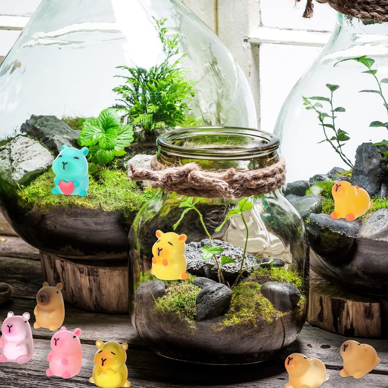 GSrenyu 36pcs Mini Resin Animals, Capybara Tiny Animal Resin Figurines,
