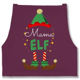 Geschenk mit Namen personalisiert by Shirtracer - Apron - Christmas Apron Women - Mum Elf with Desired Text Mutti, 2 aubergine