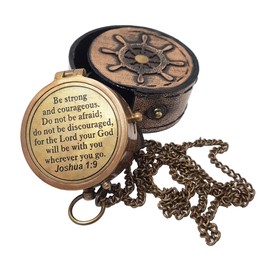 Hanzla Collection - Be Strong and Courageous Engraved Compass, Confirmation Gift Ideas, Baptism Gifts