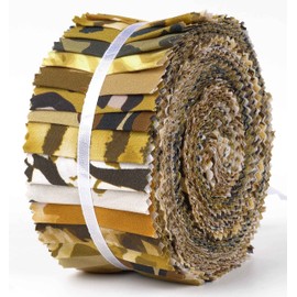 Soimoi 40Pcs Floral Artistic Print Cotton Precut Fabrics for Quilting Craft Strips 2.5x42inches Jelly Roll - Light Brown