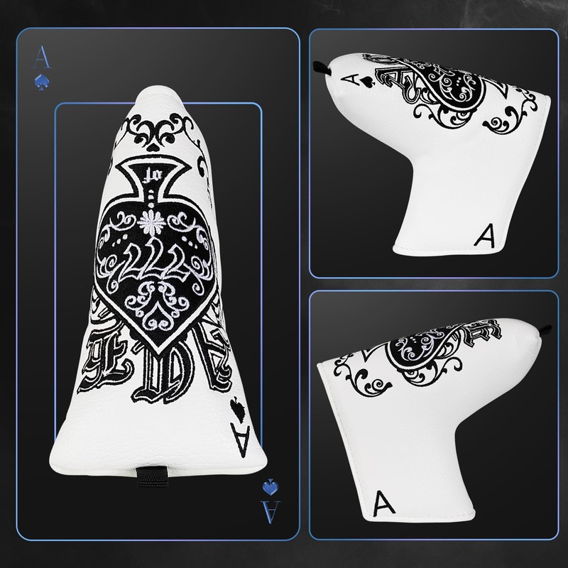 Golf Putter Blade Club Head Cover Pingtype Magnetic White PU