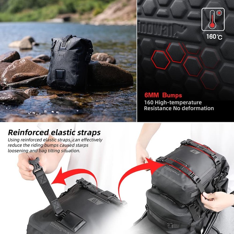 Rhinowalk Motorcycle Tail Bag Motorbike Side Bag 8L Full Waterproof