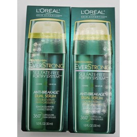 Loreal Lot of 2 New L'Oreal EverStrong Anti-Breakage Dual Serum Sulfate-free 1.0 FL Oz