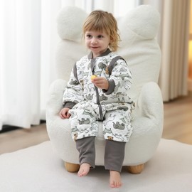 MIKAFEN Baby Sleeping Bag with Feet, 2.0 Togs, 100% Cotton, Children's All-Year Sleeping Bag with Removable Sleeves, All-Year Sleeping Bag with Legs, Animal, 4-5 Years