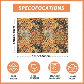 Boho Vintage Mandala Place Mats, Set of 4, Linen Geometry Moroccan Placemats, Washable Place Mats, Decor for Kitchen, Restaurant, Farmhouse, Holiday, Party, Banquet, Green, 30 x 45 cm