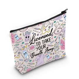 PLITI Funny Respiratory Therapist Makeup Bag Respiratory Therapist RT Gift Pulmonology Doctor Nurse Graduation Cosmetic Bag (take breath away bag)