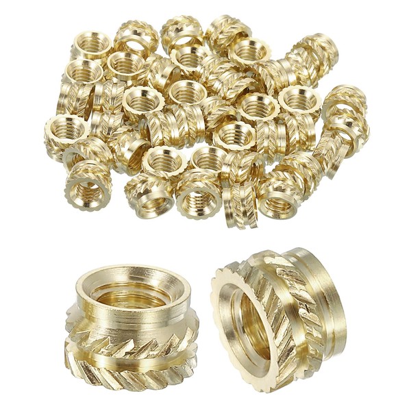 sourcing map Knurled Insert Nuts, 60pcs M5 x 5mm Length