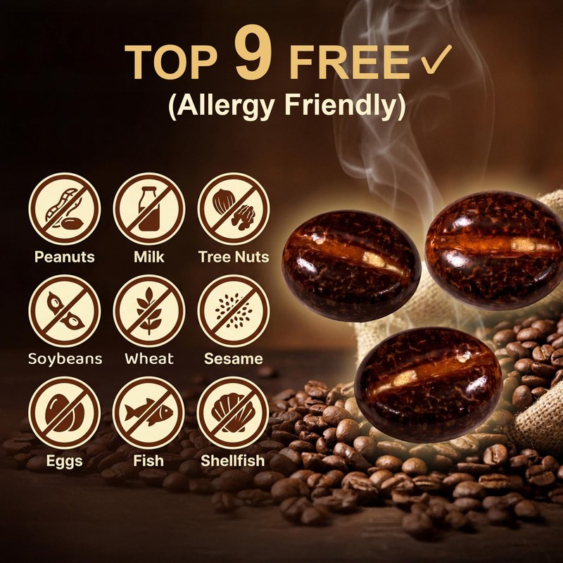 Coffee Bean-Shaped Hard Candies Individually Wrapped Bulk 1lb Bag, Assorted
