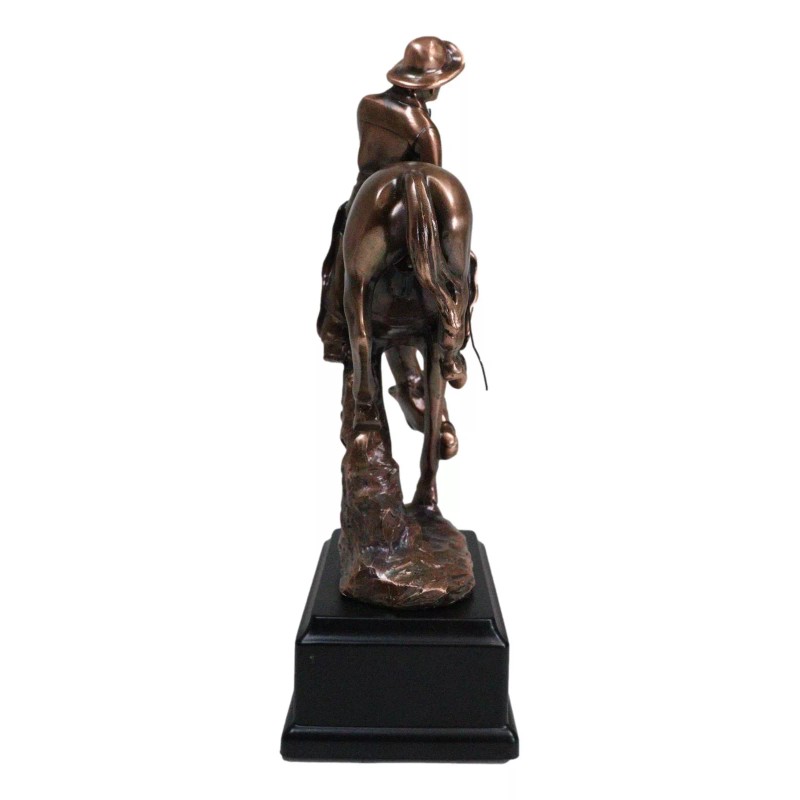 Ebros Rustic Western Rodeo Cowboy W/ Bucking Horse Bronze Electroplated