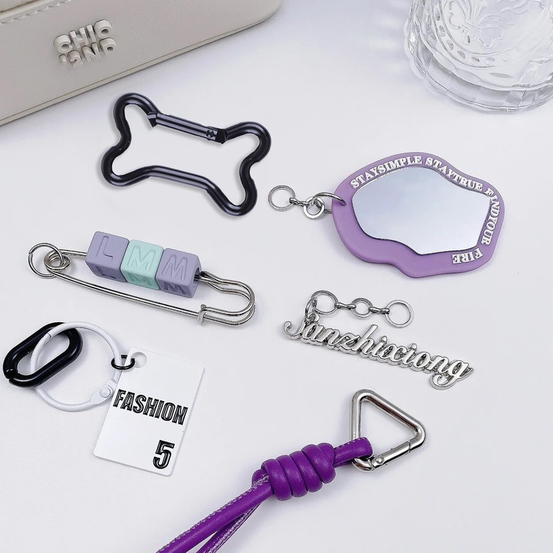 Vagocom 4Pcs Bone Shaped Keychain Clip,1.97Inches/5cm Aluminum Alloy Spring Key